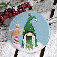 Load image into Gallery viewer, Personalised Gonk Christmas Bauble with Name, Pink, Green or Red, 10cm Acrylic