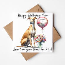 Load image into Gallery viewer, Personalised Dog Mum Birthday Card, Greyhound Design