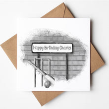 Load image into Gallery viewer, Personalised Cricket Birthday Card with Custom Front Wording