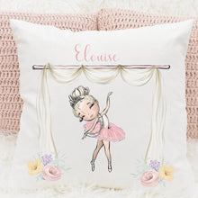 Load image into Gallery viewer, Personalised Ballerina Cushion with Name, Ballet Dancer Design, Inner Included