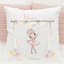 Load image into Gallery viewer, Personalised Ballerina Cushion with Name, Ballet Dancer Design, Inner Included