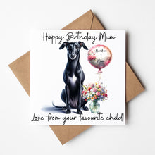 Load image into Gallery viewer, Personalised Dog Mum Birthday Card, Greyhound Design