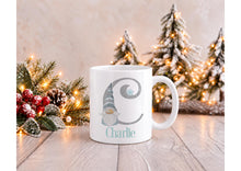 Load image into Gallery viewer, Personalised Gonk Christmas Mug with Name and Initial, White Ceramic, 11oz