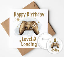 Load image into Gallery viewer, Gaming Birthday Card and Badge
