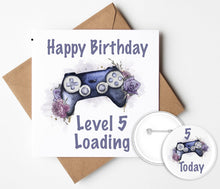 Load image into Gallery viewer, Gaming Birthday Card and Badge