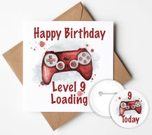 Load image into Gallery viewer, Gaming Birthday Card and Badge