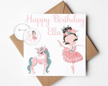 Load image into Gallery viewer, Personalised Ballerina Birthday Card with Badge