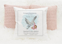 Load image into Gallery viewer, Personalised New Baby Cushion