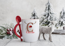 Load image into Gallery viewer, Red Handled Spoon Mug, Personalised Christmas Mug