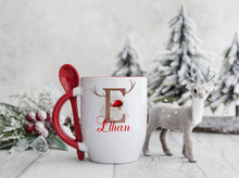 Load image into Gallery viewer, Red Handled Spoon Mug, Personalised Christmas Mug