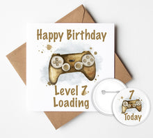 Load image into Gallery viewer, Gaming Birthday Card and Badge