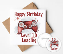 Load image into Gallery viewer, Gaming Birthday Card and Badge