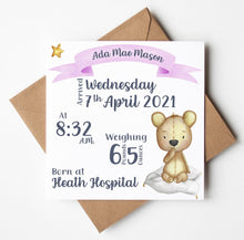 Load image into Gallery viewer, New Baby Card, Personalised Cards