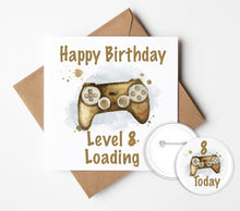 Load image into Gallery viewer, Gaming Birthday Card and Badge
