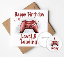 Load image into Gallery viewer, Gaming Birthday Card and Badge