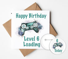 Load image into Gallery viewer, Gaming Birthday Card and Badge