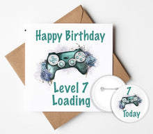 Load image into Gallery viewer, Gaming Birthday Card and Badge