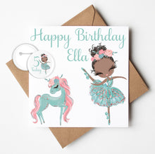 Load image into Gallery viewer, Personalised Ballerina Birthday Card with Badge