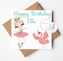 Load image into Gallery viewer, Personalised Ballerina Birthday Card with Badge
