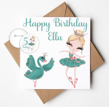 Load image into Gallery viewer, Personalised Ballerina Birthday Card with Badge
