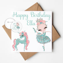 Load image into Gallery viewer, Personalised Ballerina Birthday Card with Badge