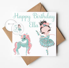 Load image into Gallery viewer, Personalised Ballerina Birthday Card with Badge