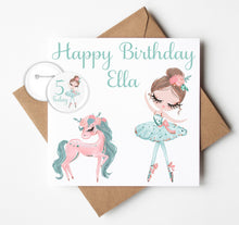 Load image into Gallery viewer, Personalised Ballerina Birthday Card with Badge