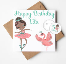 Load image into Gallery viewer, Personalised Ballerina Birthday Card with Badge