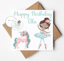 Load image into Gallery viewer, Personalised Ballerina Birthday Card with Badge
