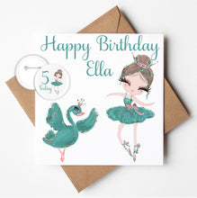Load image into Gallery viewer, Personalised Ballerina Birthday Card with Badge