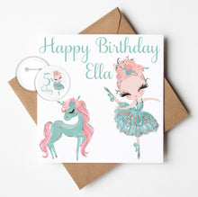 Load image into Gallery viewer, Personalised Ballerina Birthday Card with Badge