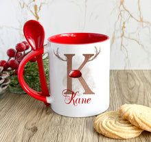 Load image into Gallery viewer, Red Handled Spoon Mug, Personalised Christmas Mug