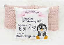 Load image into Gallery viewer, Personalised New Baby Cushion