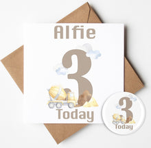 Load image into Gallery viewer, Personalised Construction Birthday Card and Badge