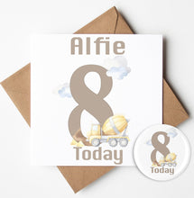 Load image into Gallery viewer, Personalised Construction Birthday Card and Badge