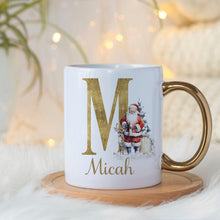 Load image into Gallery viewer, Personalised Christmas Mug, Gold Handle Christmas Mug, Hot Chocolate Christmas Mug