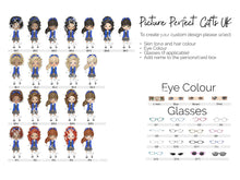 Load image into Gallery viewer, Personalised Girl's Water Bottle, Back to School Water Bottle, Stainless Steel Bottle with Custom Girl Character in Blue School Uniform.