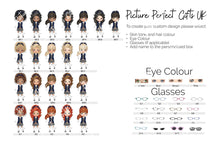 Load image into Gallery viewer, Personalised Girl's Water Bottle, Back to School Water Bottle, Stainless Steel Bottle with Custom Girl Character in Navy School Uniform.