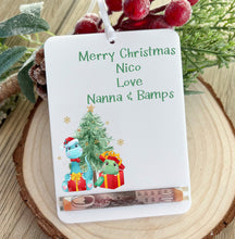 Load image into Gallery viewer, Personalised Christmas Money Holder with Name, Festive Animal and Gnome Designs
