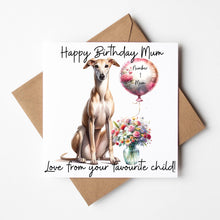 Load image into Gallery viewer, Personalised Dog Mum Birthday Card, Greyhound Design
