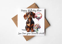 Load image into Gallery viewer, Personalised Dachshund Birthday Card for Dog Mum
