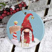 Load image into Gallery viewer, Personalised Gonk Christmas Bauble with Name, Pink, Green or Red, 10cm Acrylic
