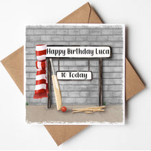 Load image into Gallery viewer, Personalised Cricket Birthday Card with Custom Front Wording

