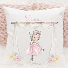 Load image into Gallery viewer, Personalised Ballerina Cushion with Name, Ballet Dancer Design, Inner Included
