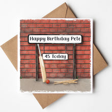 Load image into Gallery viewer, Personalised Cricket Birthday Card with Custom Front Wording
