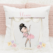 Load image into Gallery viewer, Personalised Ballerina Cushion with Name, Ballet Dancer Design, Inner Included
