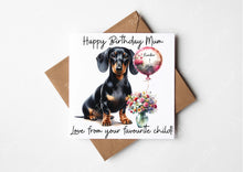 Load image into Gallery viewer, Personalised Dachshund Birthday Card for Dog Mum
