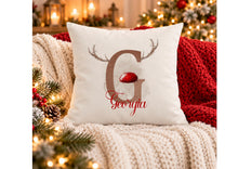 Load image into Gallery viewer, Personalised Reindeer Initial Christmas Cushion with Name, 40cm, Inner Included
