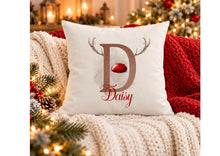 Load image into Gallery viewer, Personalised Reindeer Initial Christmas Cushion with Name, 40cm, Inner Included
