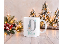 Load image into Gallery viewer, Personalised Gonk Christmas Mug with Name and Initial, White Ceramic, 11oz
